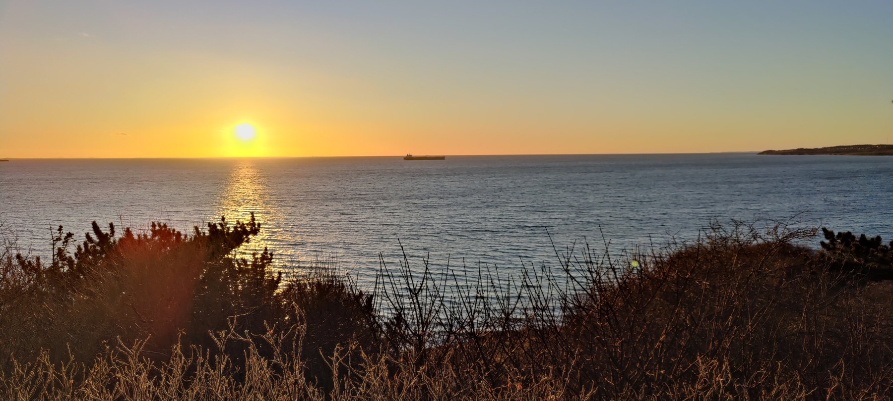 Udsigt over havet i aftenlys